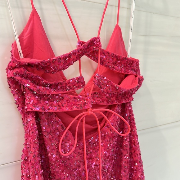 RETROFETE Neon Pink Sequin Dress- Size M - Picture 10 of 10